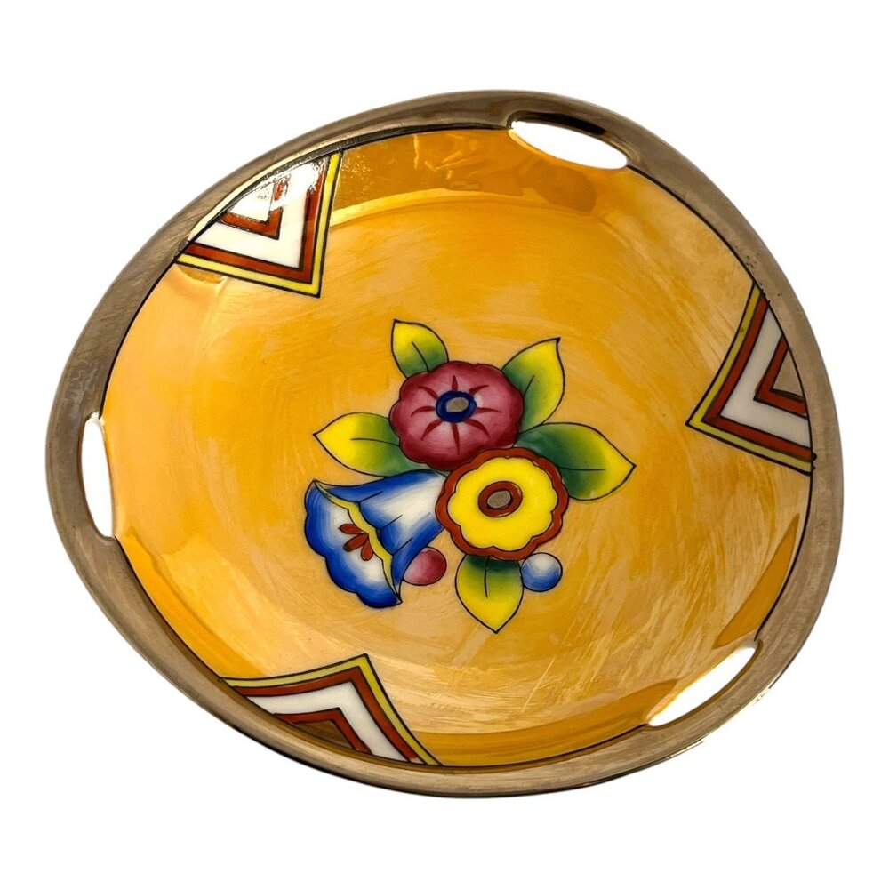 Vintage Noritake Hand-Painted Floral Handled Bowl Made in Japan Yellow Ceramic D
